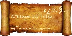 Öhlbaum Zöldike névjegykártya